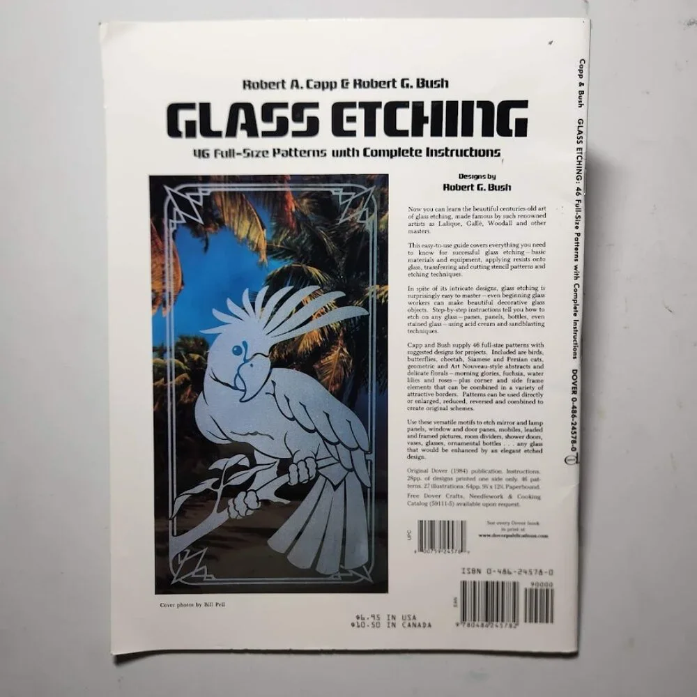 Crafting Art Book Glass Etching 46 Full-Size Patterns Complete Instructions Dove